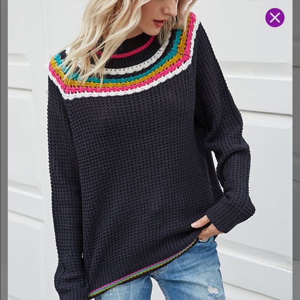 Navy colored stripe sweater